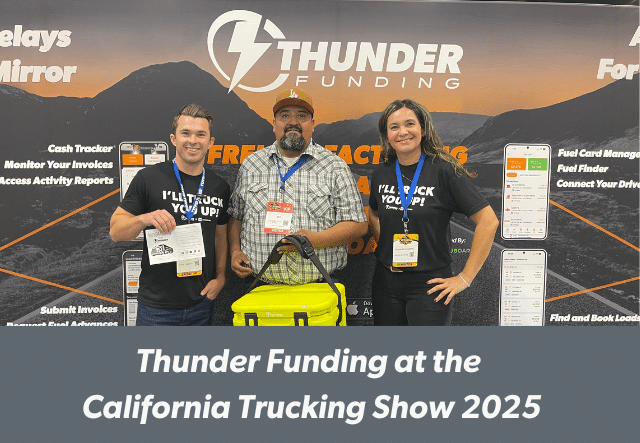 Thunder Funding team with YETI giveaway winner at California Trucking Show 2025